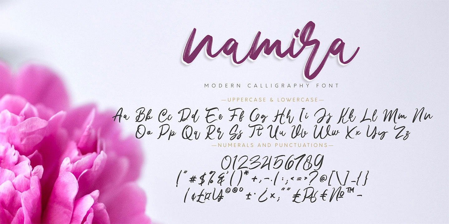 Beispiel einer Namira Regular-Schriftart